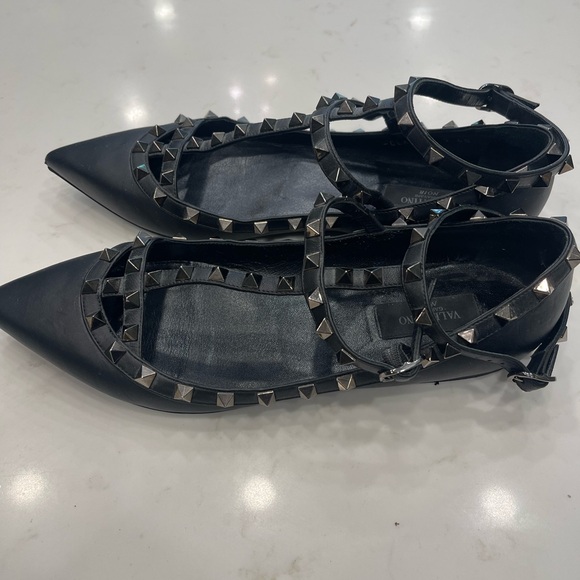 VALENTINO Rockstud Accents Leather Ballet Flats - Picture 2 of 4